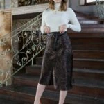 ZEBRA DESENLİ SATEN ETEK - KAHVE