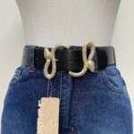 4CM YILAN GOLD TOKA KEMER - SİYAH