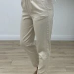 ARKA BEL LASTİK GABARDİN CEPLİ PANTOLON - TAŞ