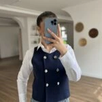 6 DÜĞME BİSİKLET YAKA VİSKON TRİKO YELEK - LACİVERT