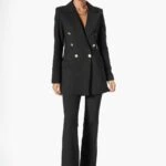 6 DÜĞME İNCE ÇİZGİLİ İSPANYOL PANTOLON CEKET TAKIM - SİYAH