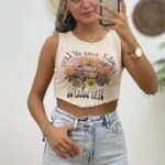 ÇİÇEK BASKILI CROP ATLET - BEJ