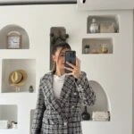 PARLAK DOKU TÜVİT PAMUK KRUVAZE CEKET - LACİVERT