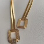 ÇİFT YAY KARE TOKA KEMER - GOLD