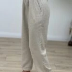 BEL LASTİK YAN DÜĞME BRİT DUBLE PAÇA PANTOLON - NATUREL