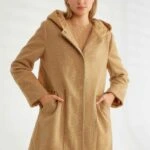 KAPÜŞONLU KAPİTONE DETAY YÜN KABAN - CAMEL