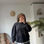 99 YAZI TAŞ BASKI TİŞÖRT DETAYPAMUK SALAŞ SWEAT - LACİVERT