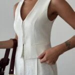 AGRAFLI ATLAS YELEK - BEYAZ