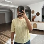 AJURLU KISA KOL VİSKON TRİKO - SARI