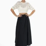 AJURLU KOL VE ETEĞİ LASTİKLİ CROP TRİKO - HAM EKRU