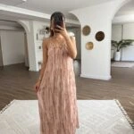 AKSESUAR DETAY ŞİFON ASTARLI ELBİSE - PUDRA