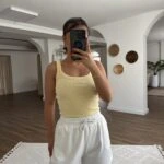 ALO YAZILI CEPLİ LİKRALI ŞORT - EKRU