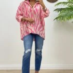 ARKA A PİLE ZEBRA DESEN SALAŞ GÖMLEK - PEMBE