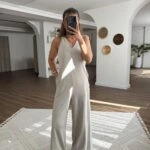 ARKA BAĞLAMALI CEPLİ MODAL RAHAT TULUM - TAŞ