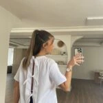 ARKA BAĞLAMALI SIRT POPLİN PAMUK BLUZ - BEYAZ