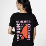 ARKA BASKI KALP NAKIŞ KISA KOL TİŞÖRT - SİYAH