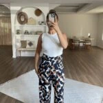 ARKA BEL LASTİK DESENİ PALAZZO VİSKON PANTOLON - KİREMİT