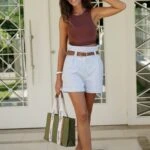 ARKA BEL LASTİK DUBLE PAÇA KEMERLİ KUMAŞ ŞORT - MAVİ