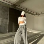 ARKA BEL LASTİK GARNİLİ PALAZZO VİSKON PANTOLON - GRİ