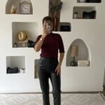 ARKA BEL V DETAY LİKRALI DERİ PANTOLON - SİYAH