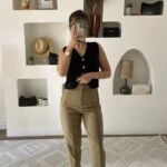 ARKA BEL V PENSLİ HAVUÇ LİKRALI PANTOLON - OLİVE