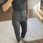 ARKA BEL V YAN DÜĞME DETAY VİSKON HAVUÇ PANTOLON - ANTRASİT