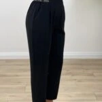 ARKA BEL YAZI LASTİK DUBLE PAÇA PANTOLON - SİYAH