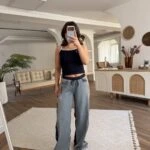 ARKA DOKU KUMAŞ MİX YAN ŞERİT PAMUK PANTOLON - MAVİ