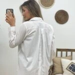 ARKA DÜĞMELİ POPLİN GÖMLEK - BEYAZ