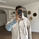 ARKA JEAN KOL BİYELİ KAPAK CEPLİ VİSKON TRENÇ - TAŞ