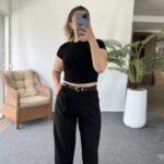 ARKA KAPAK CEP KEMERLİ HAVUÇ KETEN PANTOLON - SİYAH