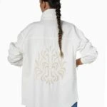 ARKA NAKIŞLI KAPAK CEPLİ CEKET GÖMLEK - EKRU