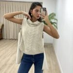 ARKA NUBUK ÖN KISA ÖRGÜ TRİKO SÜVETER - BEJ