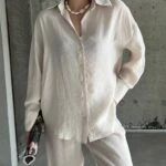 ARKA PİLE GÖMLEK - TAŞ