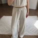 ARKA TEK CEP BEL LASTİK LYOSEL KETEN BOL PANTOLON - NATUREL