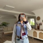 ARKA TRİKO OMUZ BAĞ DETAY ÇİZGİLİ PAMUK GÖMLEK - MAVİ A.GRİ