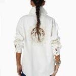 ARKA VE KOL BRODE İŞLEMELİ CEKET GÖMLEK - EKRU