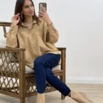 ARKA YIRTMAÇ TEK CEP SALAŞ GÖMLEK - CAMEL