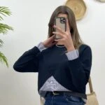 ASİMETRİK GÖMLEK DETAYLI SWEAT - LACİVERT