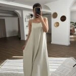 ASKI AYARLI V YAKA SALAŞ ELBİSE - SU YEŞİLİ