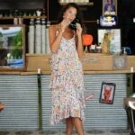 ASKILI ETEĞİ ASİMETRİK FIRFIRLI ASTARLI ELBİSE - YEŞİL