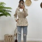 ASTARI DESENLİ BEL BÜZGÜ YAĞMURLUK - TAŞ