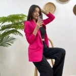 ATLAS KOL BÜZGÜLÜ CEKET - FUŞYA