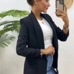 ATLAS KOL BÜZGÜLÜ CEKET - SİYAH