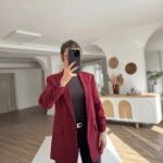 ATLAS KUMAŞ KOL BÜZGÜ CEKET - BORDO