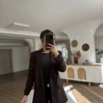 ATLAS KUMAŞ KOL BÜZGÜ CEKET - KAHVE