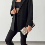 ATLAS KUMAŞ KOL DETAY CEKET - SİYAH