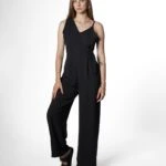 ATLETLİ TEK OMUZ KALIN ASKI KUMAŞ TULUM - SİYAH