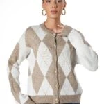 BAKLAVA DESEN GOLD DÜĞME SİM DETAY VİSKON HIRKA - CAMEL EKRU