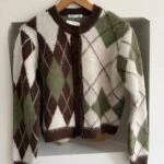 BAKLAVA DESEN ŞARDONLU DÜĞMELİ HIRKA - KAHVE KREM